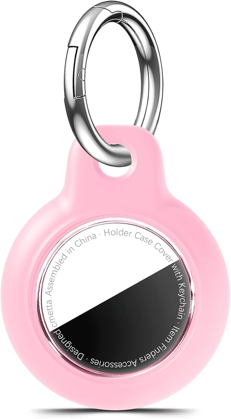 cmetta Waterproof for AirTag Holder Case with Keychain, Ultra-Thin Lightweight PC Hard Shell, Swivel Buckle for Tracking Luggage, Bags, Backpacks, Keys, Pets, Suitcases (Blossom Pink) - Image 1
